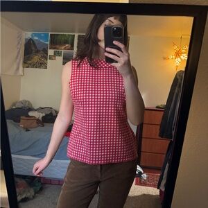 Red Gingham Sleeveless Top